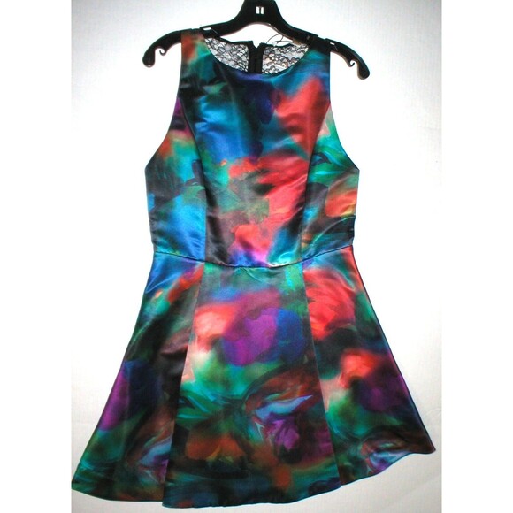 New Womens 10 NWT Designer Dress Alice + Olivia Watercolor Dress Lace Back Prett - Picture 3 of 9